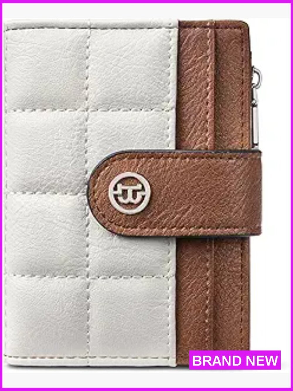 Small Bifold Wallet with Zipper Coin Pocket RFID Blocking Vegan Leather